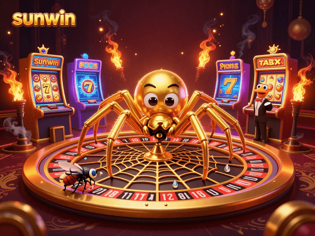 Experience thrilling bets at sunwin with a golden spider roulette scene featuring a centipede croupier.