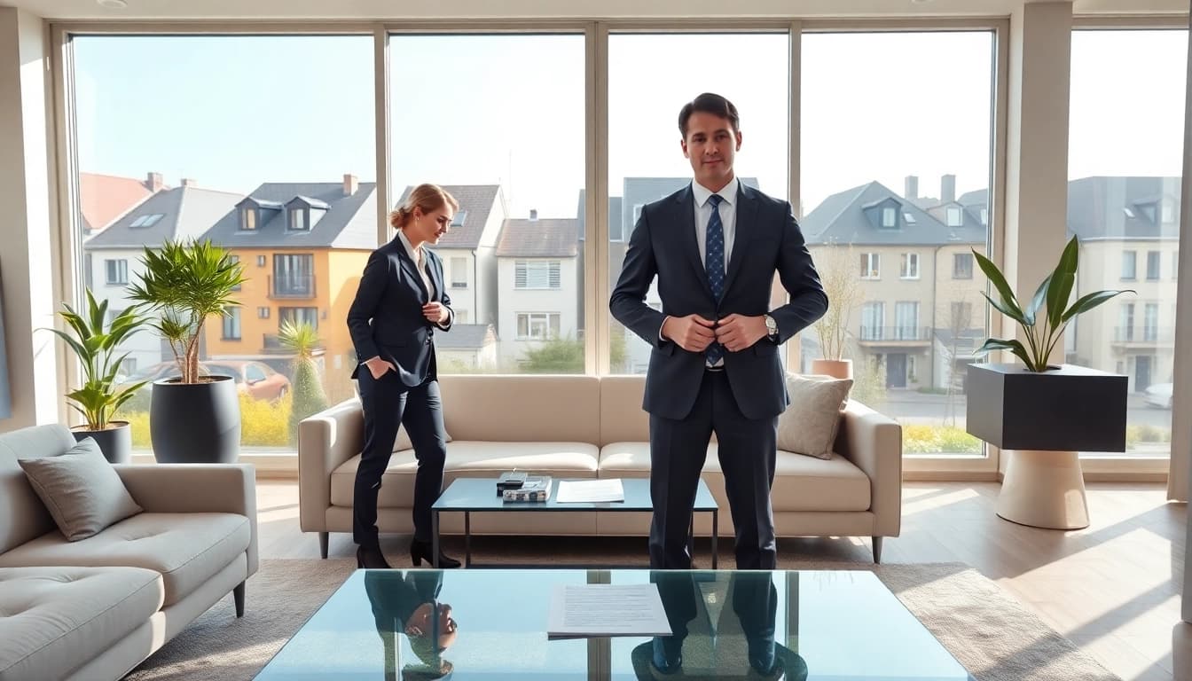Immobilienmakler Frankfurt Dornbusch berät Kunden in einem modernen Büro.