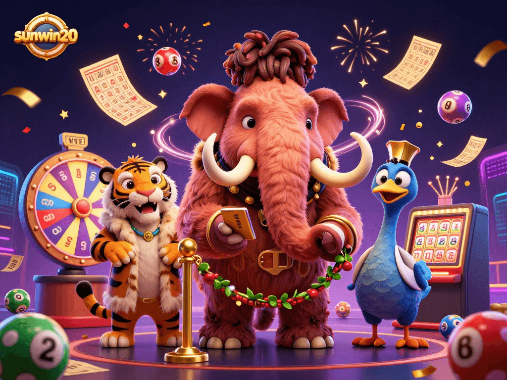 Join the excitement with sunwin20 featuring lively characters in a vibrant casino atmosphere.