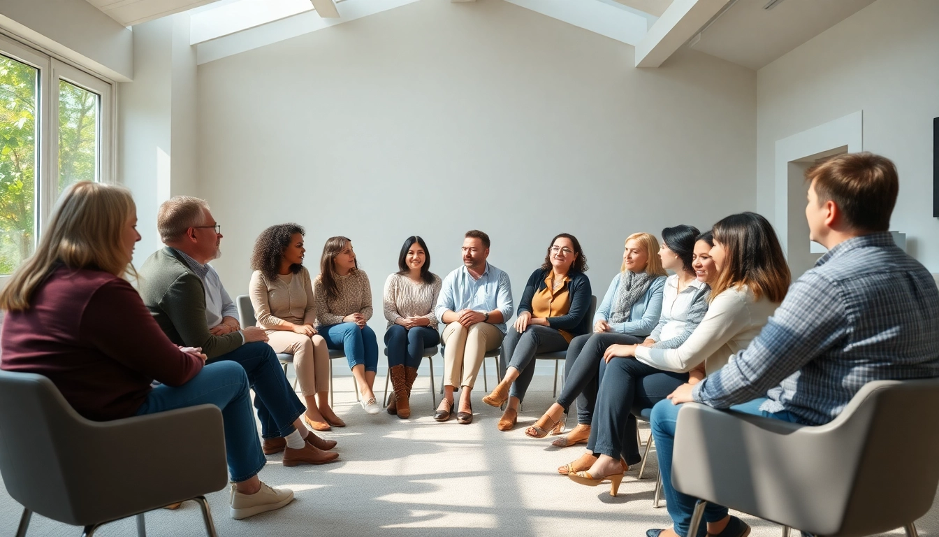 Fostering mental health awareness through group therapy session with diverse participants.