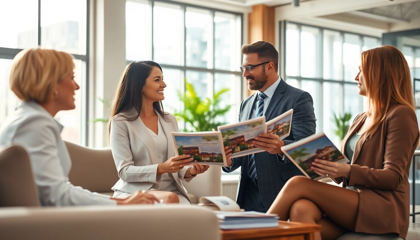 Immobilienmakler Frankfurt Eckenheim berät Kunden über Immobilien in modernem Büro.