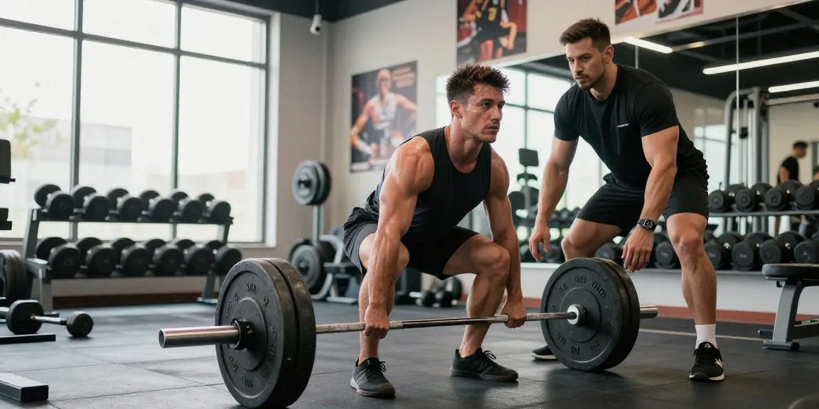 Bodybuilder beim Heben von Gewichten im Anabolika Shop Deutschland, dynamische Trainingsszene, die Stärke und Entschlossenheit hervorhebt.