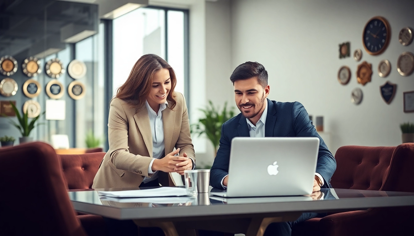 Erfolgreicher Headhunter Schweiz berät Kunden in modernem Büro über Strategien.