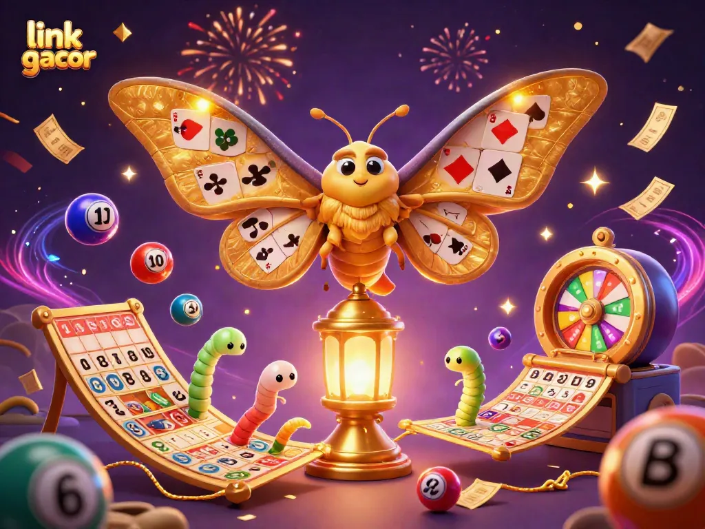 Experience the thrilling action of link gacor in a colorful casino scene filled with lottery balls and vibrant game elements.