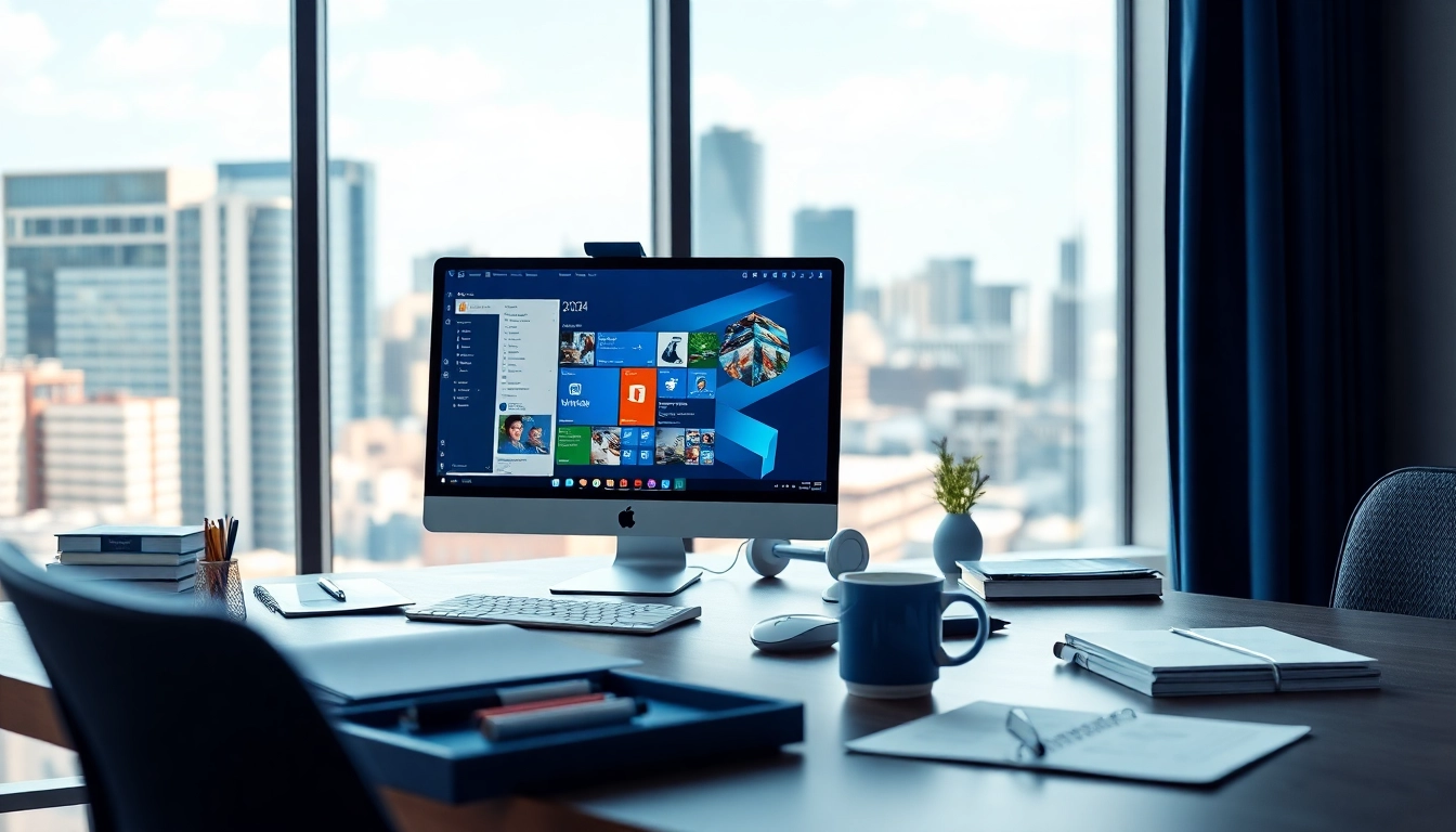 Microsoft Office Pro Plus 2024 Lizenz Schlüssel aktiviert auf einem Computerbildschirm in modernem Büro.