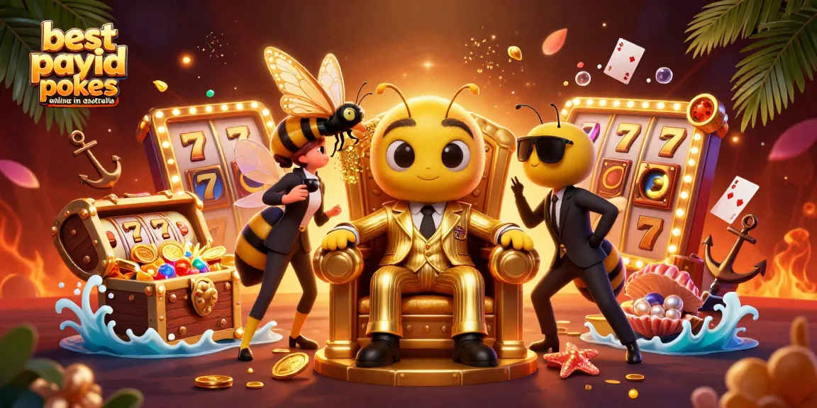 Play exciting games at the best payid pokes online in australia, featuring colorful slot reels and dynamic characters.