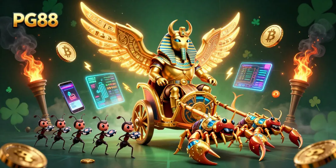 Engage with PG88 in a vibrant 3D casino world filled with golden themes and digital elements.