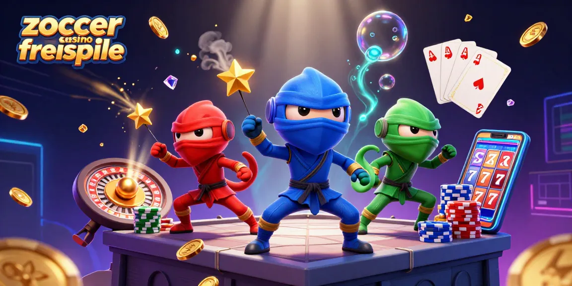 Zoccer Casino Freispiele: 3D-Chamäleons im Martial-Arts-Stil, umgeben von schimmernden Casino-Elementen.