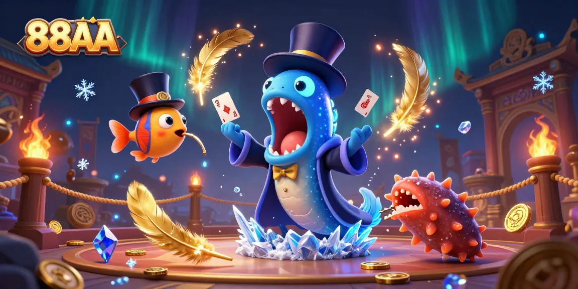 Experience vibrant, thrilling card tricks from 88AA in an enchanting deep-sea casino setting.