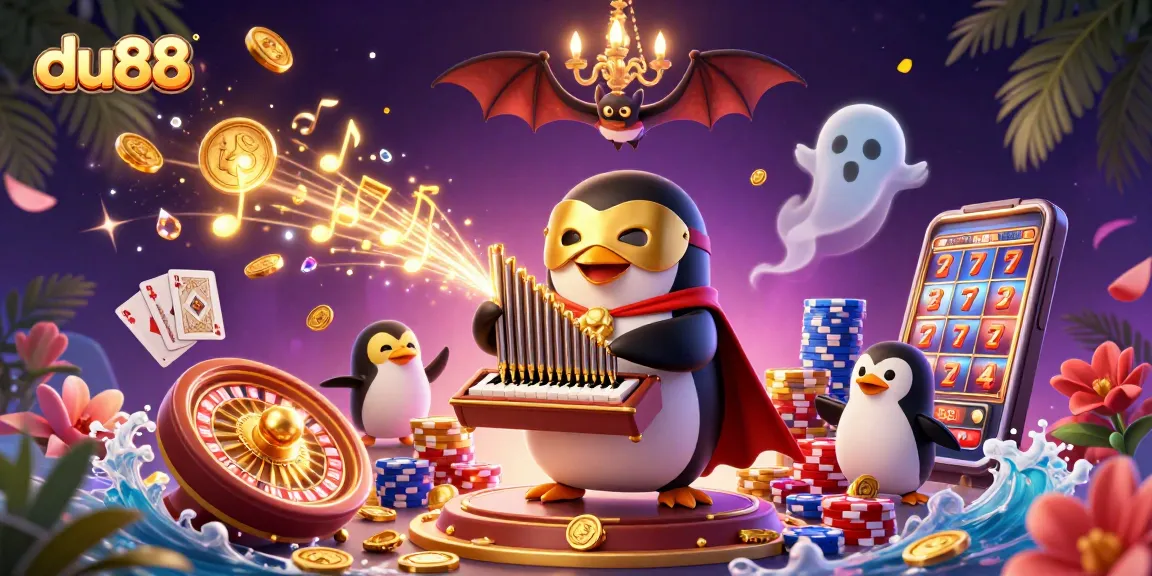 Play slot games at du88 with thrilling scenes of penguins, roulette, and golden wins!